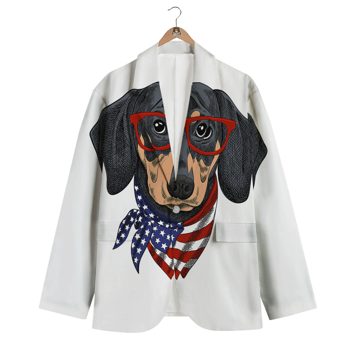 Dachshund Wearing Red Sunglasses Print Men's Blazer-grizzshop