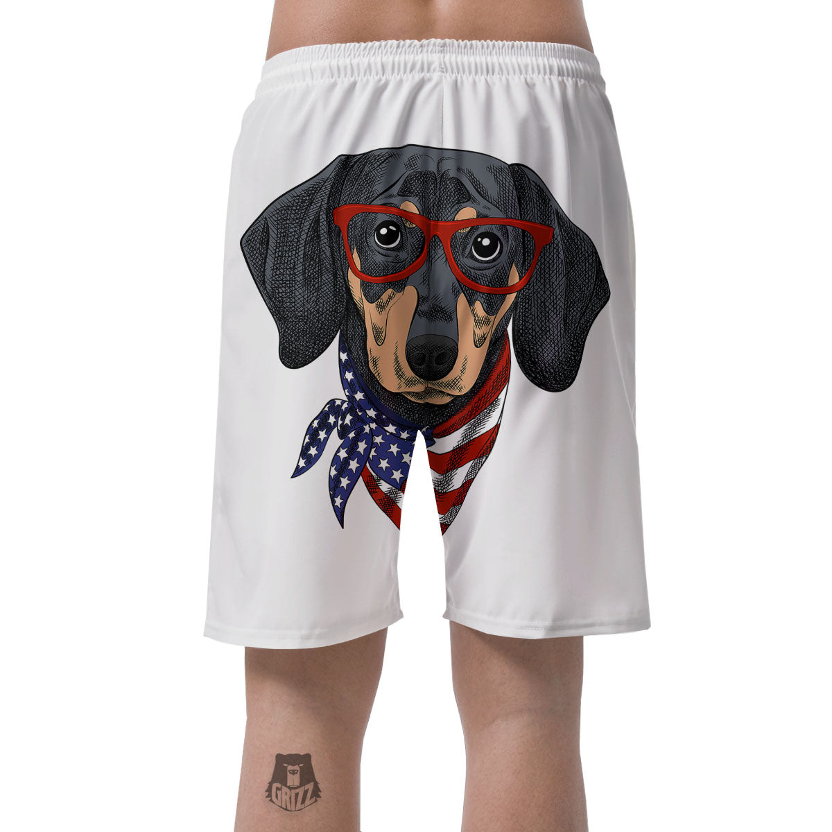 Dachshund Wearing Red Sunglasses Print Men's Shorts-grizzshop