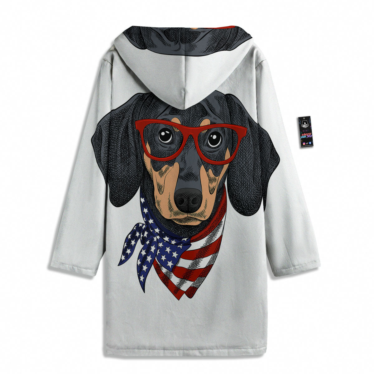 Dachshund Wearing Red Sunglasses Print Men's Windbreaker Jacket-grizzshop