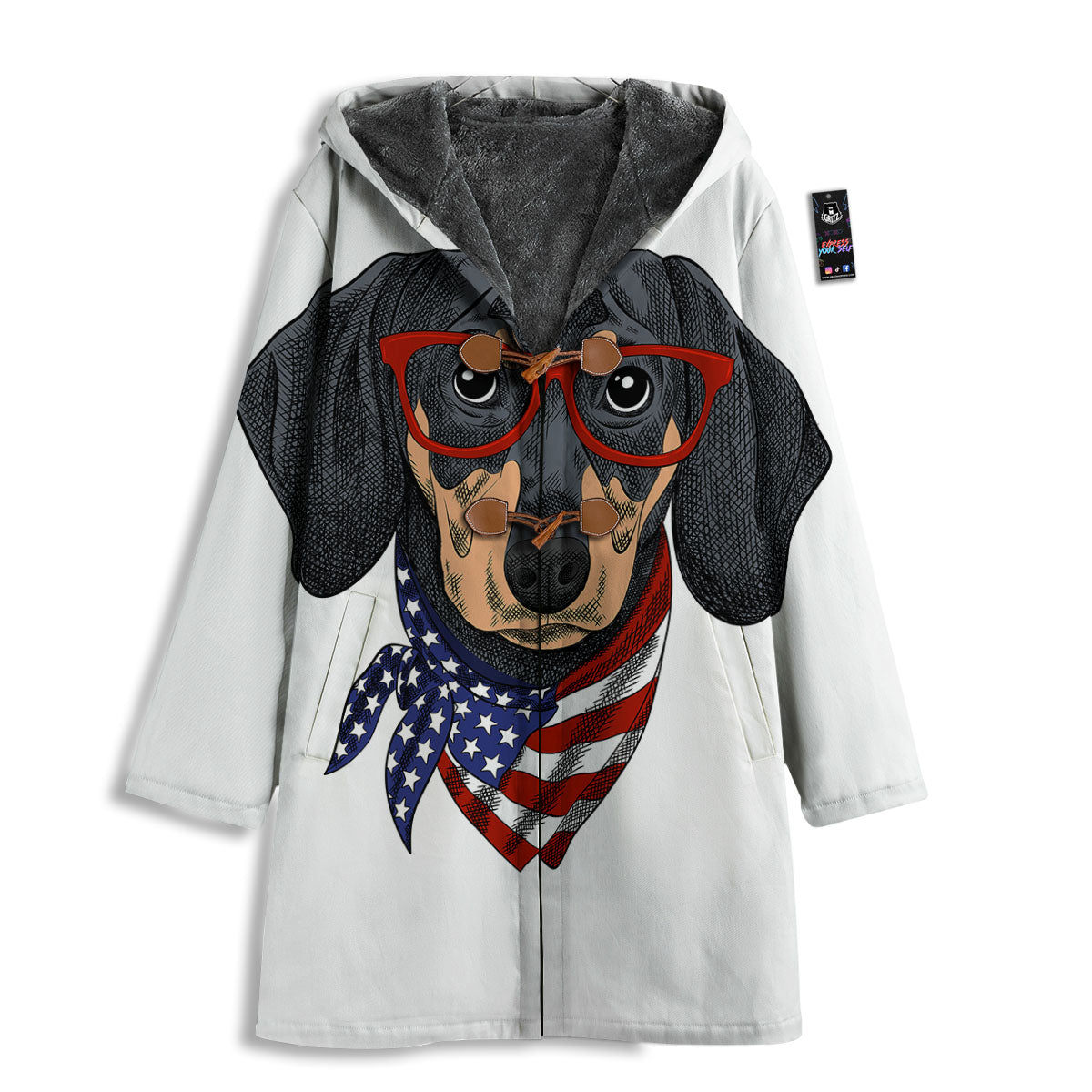 Dachshund Wearing Red Sunglasses Print Men's Windbreaker Jacket-grizzshop