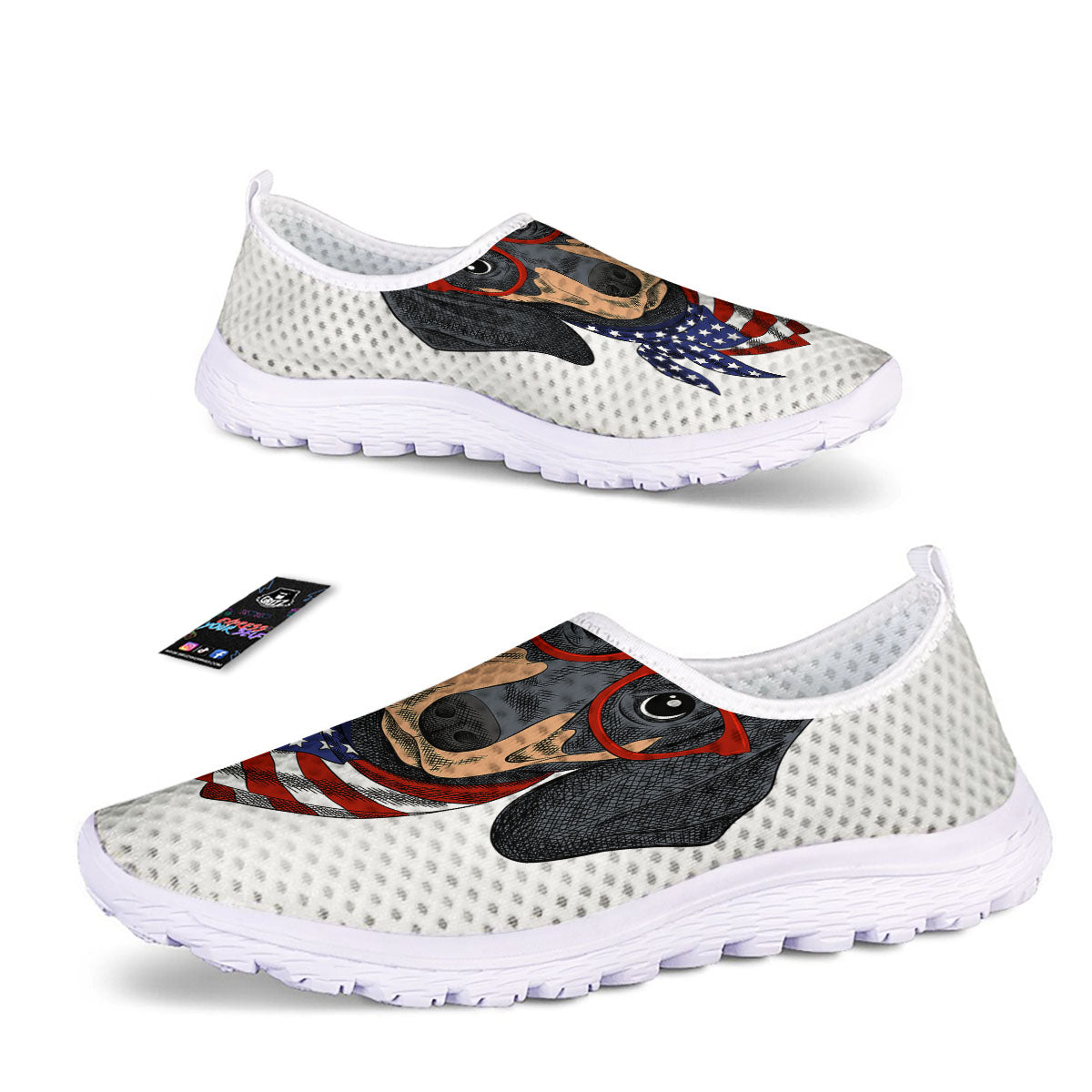Dachshund Wearing Red Sunglasses Print Nurse Shoes-grizzshop
