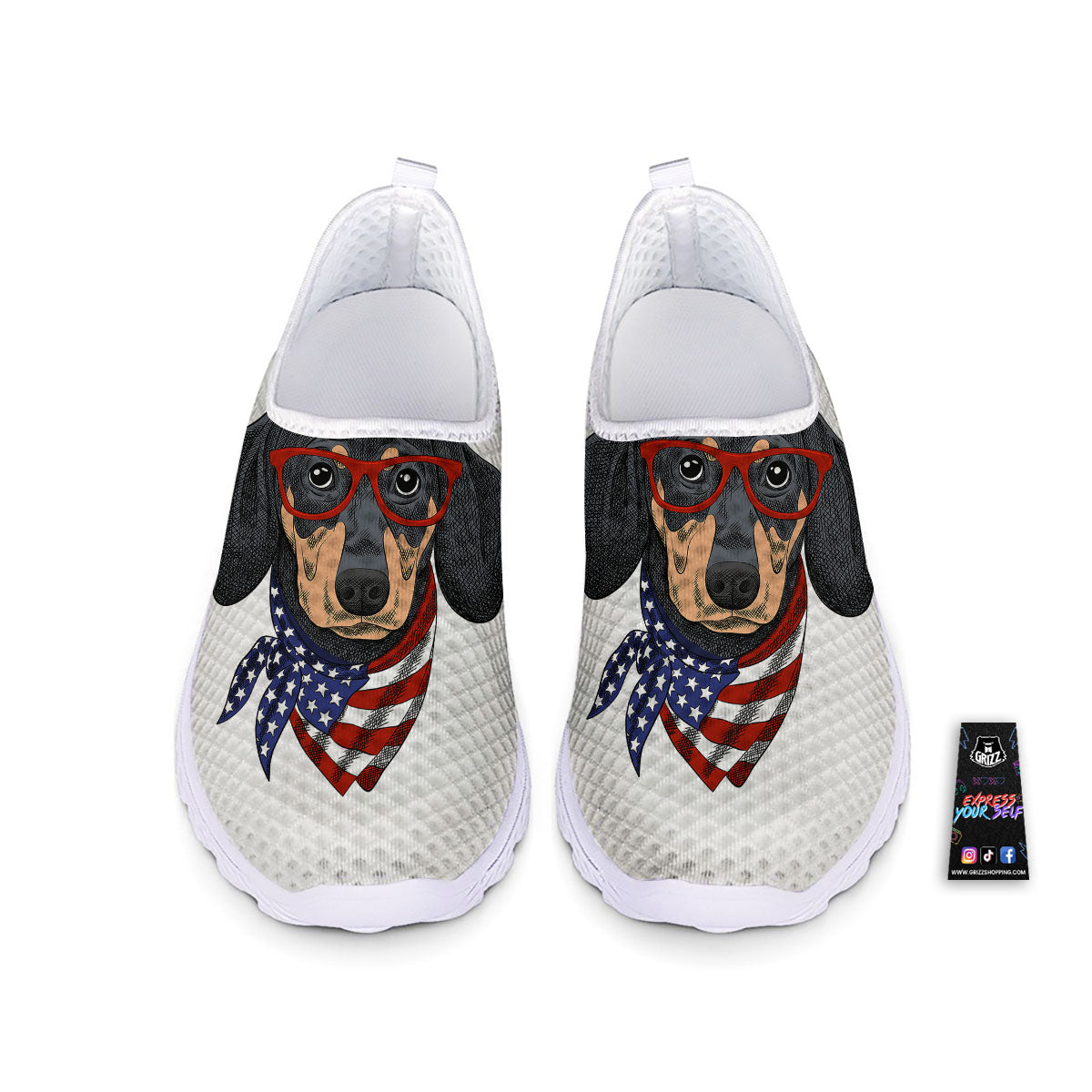 Dachshund Wearing Red Sunglasses Print Nurse Shoes-grizzshop
