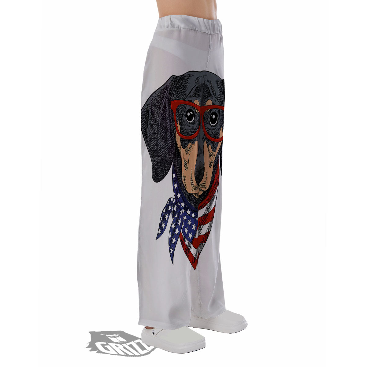 Dachshund Wearing Red Sunglasses Print Pajama Pants-grizzshop
