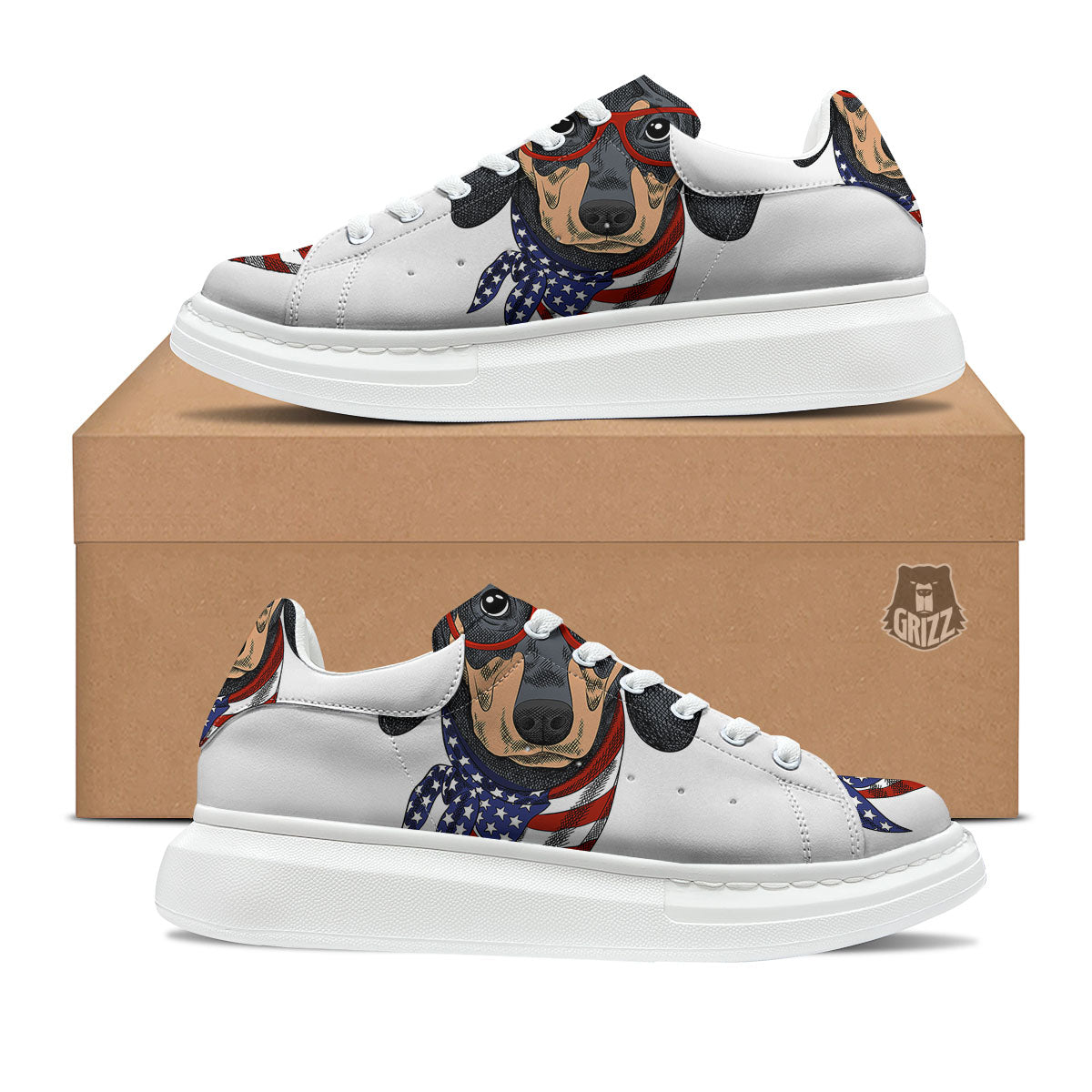Dachshund Wearing Red Sunglasses Print Platform Shoes-grizzshop