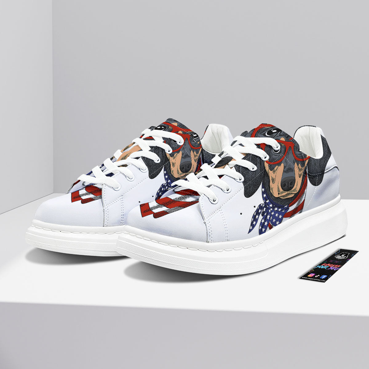 Dachshund Wearing Red Sunglasses Print Platform Shoes-grizzshop