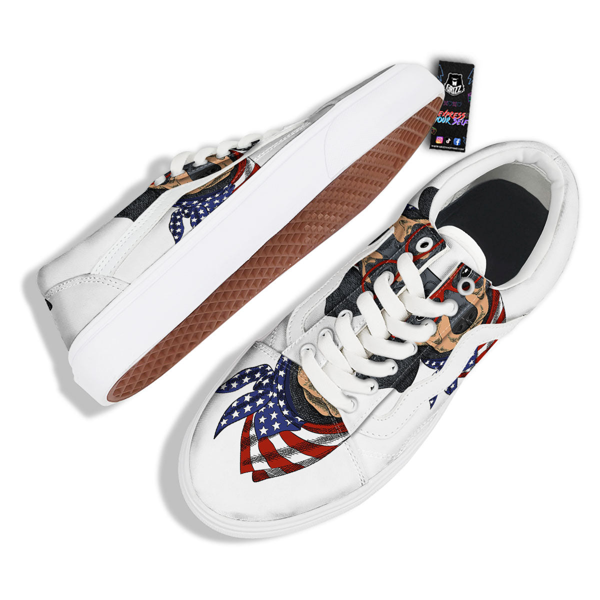 Dachshund Wearing Red Sunglasses Print Skate Shoes-grizzshop
