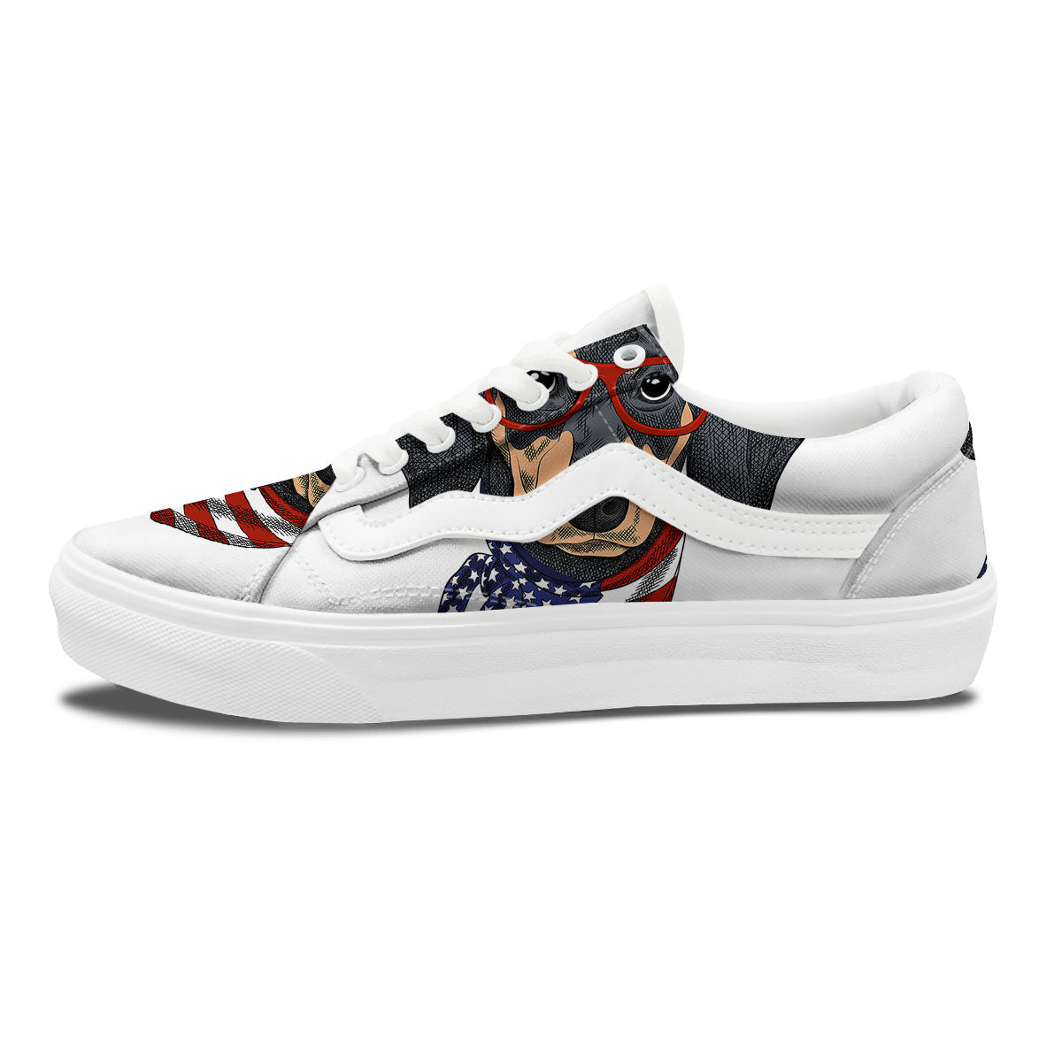 Dachshund Wearing Red Sunglasses Print Skate Shoes-grizzshop