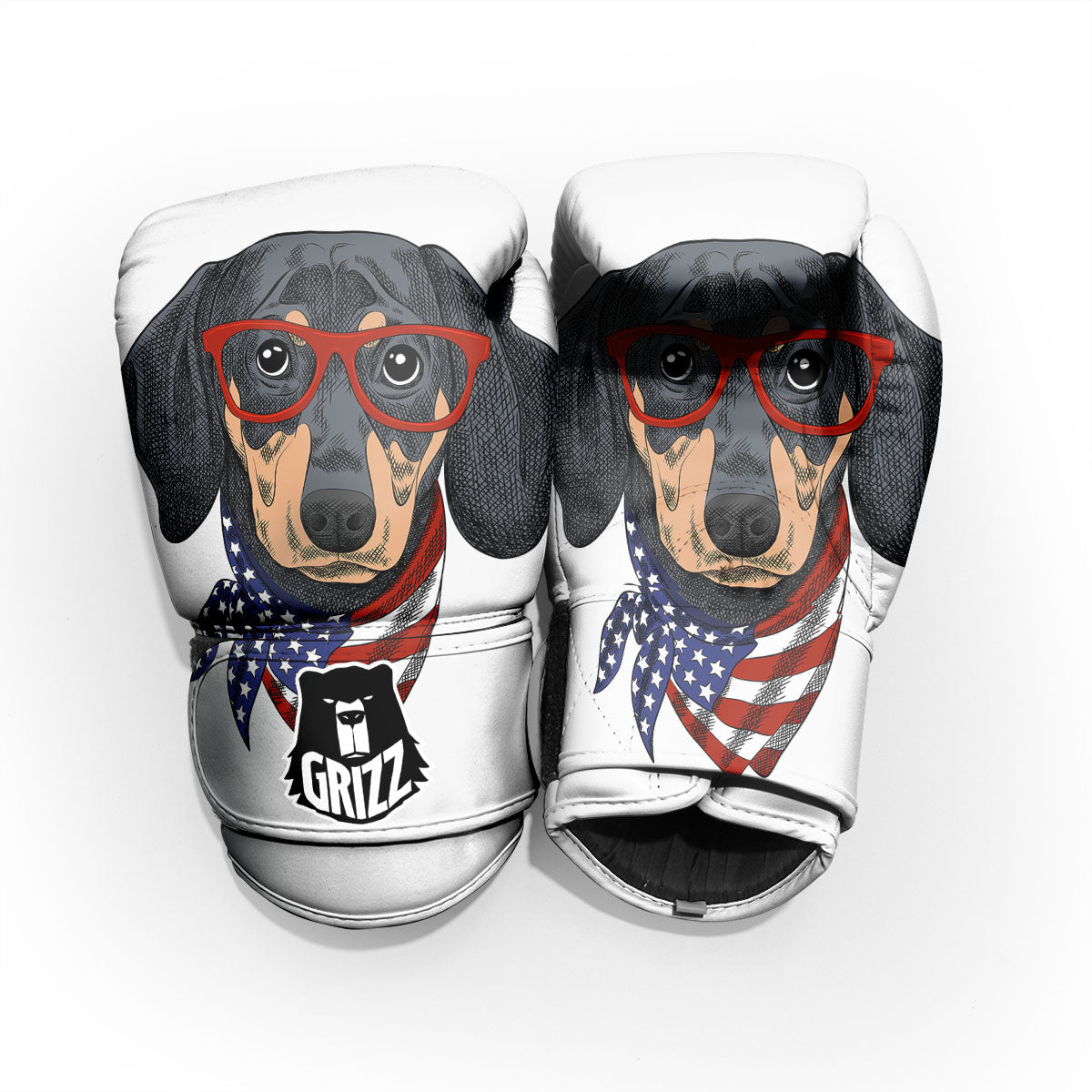 Dachshund Wearing Red Sunglasses Print Pro Boxing Glove