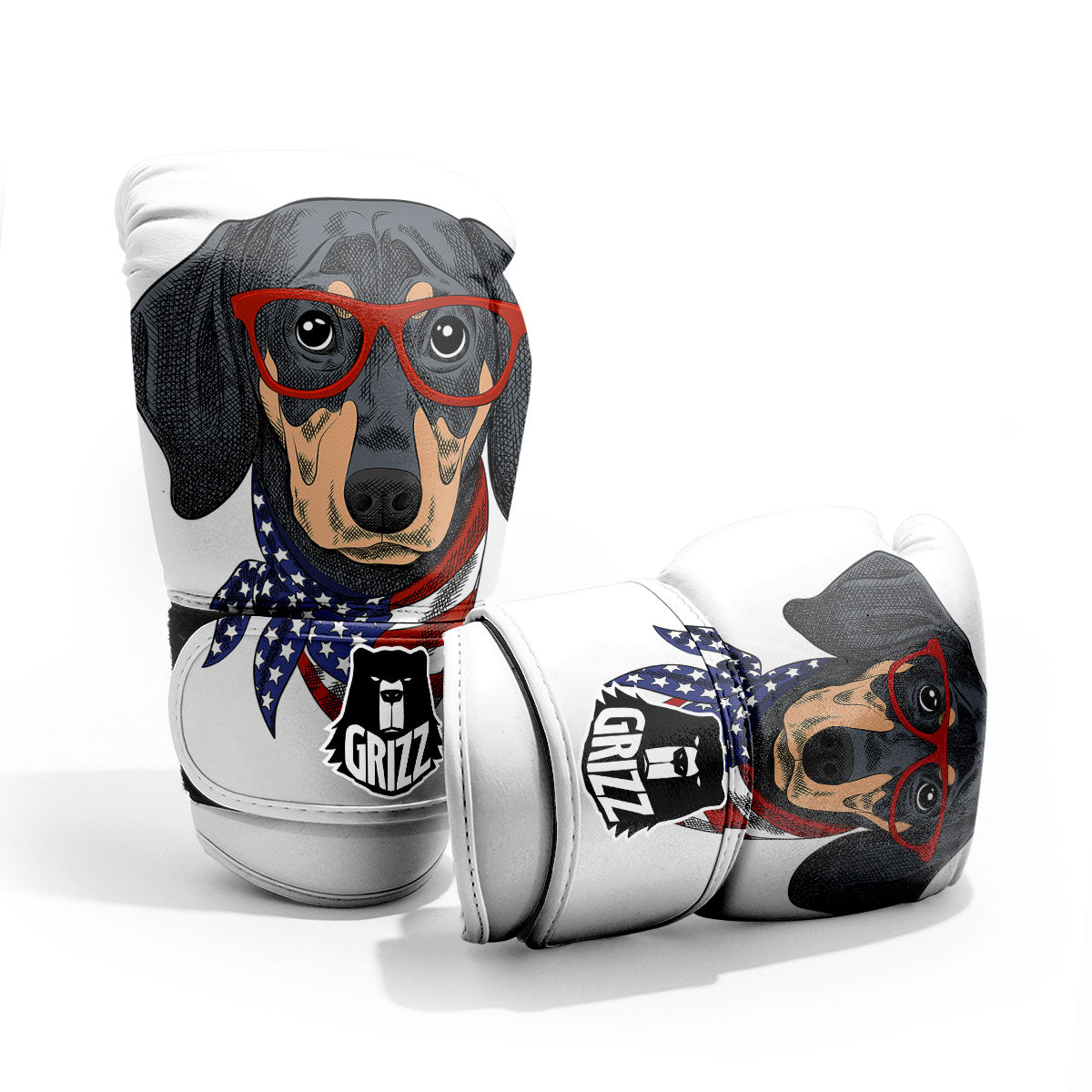 Dachshund Wearing Red Sunglasses Print Pro Boxing Glove
