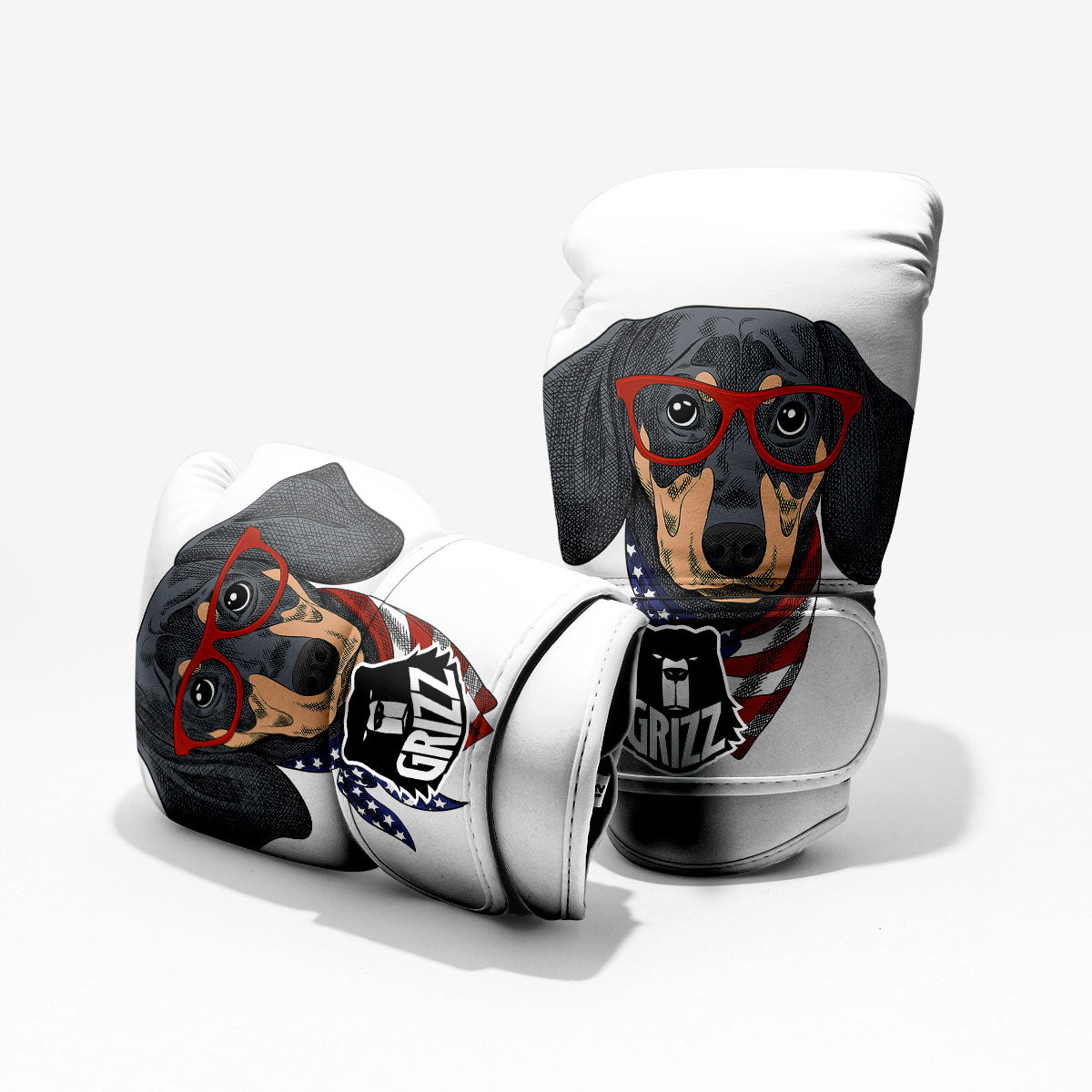 Dachshund Wearing Red Sunglasses Print Pro Boxing Glove