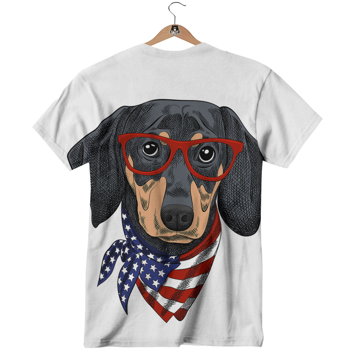 Dachshund Wearing Red Sunglasses Print T-Shirt-grizzshop