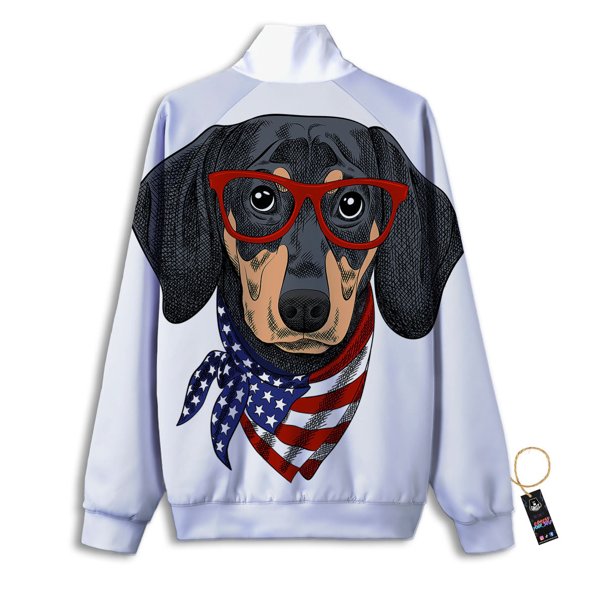 Dachshund Wearing Red Sunglasses Print Track Jacket-grizzshop