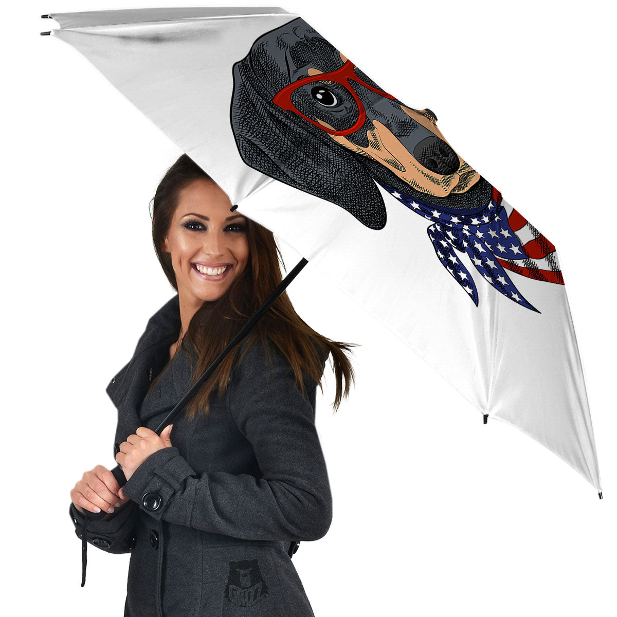 Dachshund Wearing Red Sunglasses Print Umbrella-grizzshop