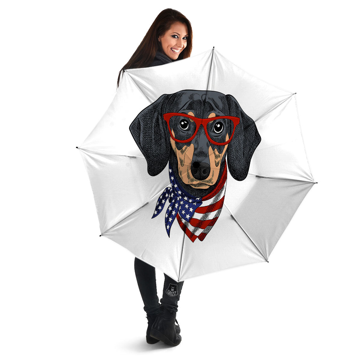 Dachshund Wearing Red Sunglasses Print Umbrella-grizzshop