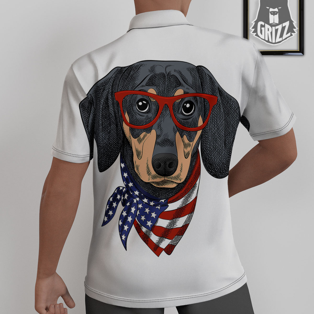 Dachshund Wearing Red Sunglasses Print Untucked Shirts-grizzshop