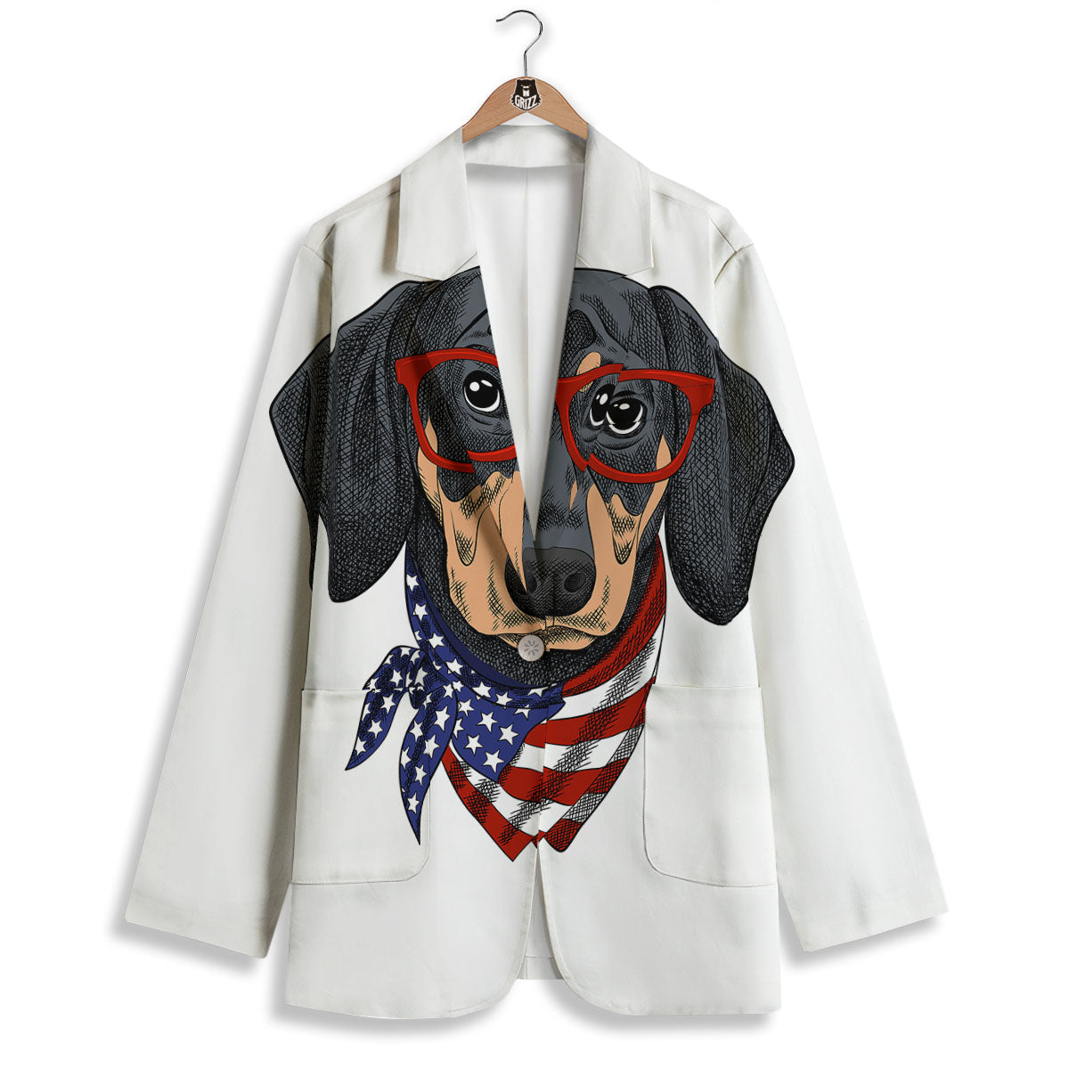 Dachshund Wearing Red Sunglasses Print Women's Blazer-grizzshop