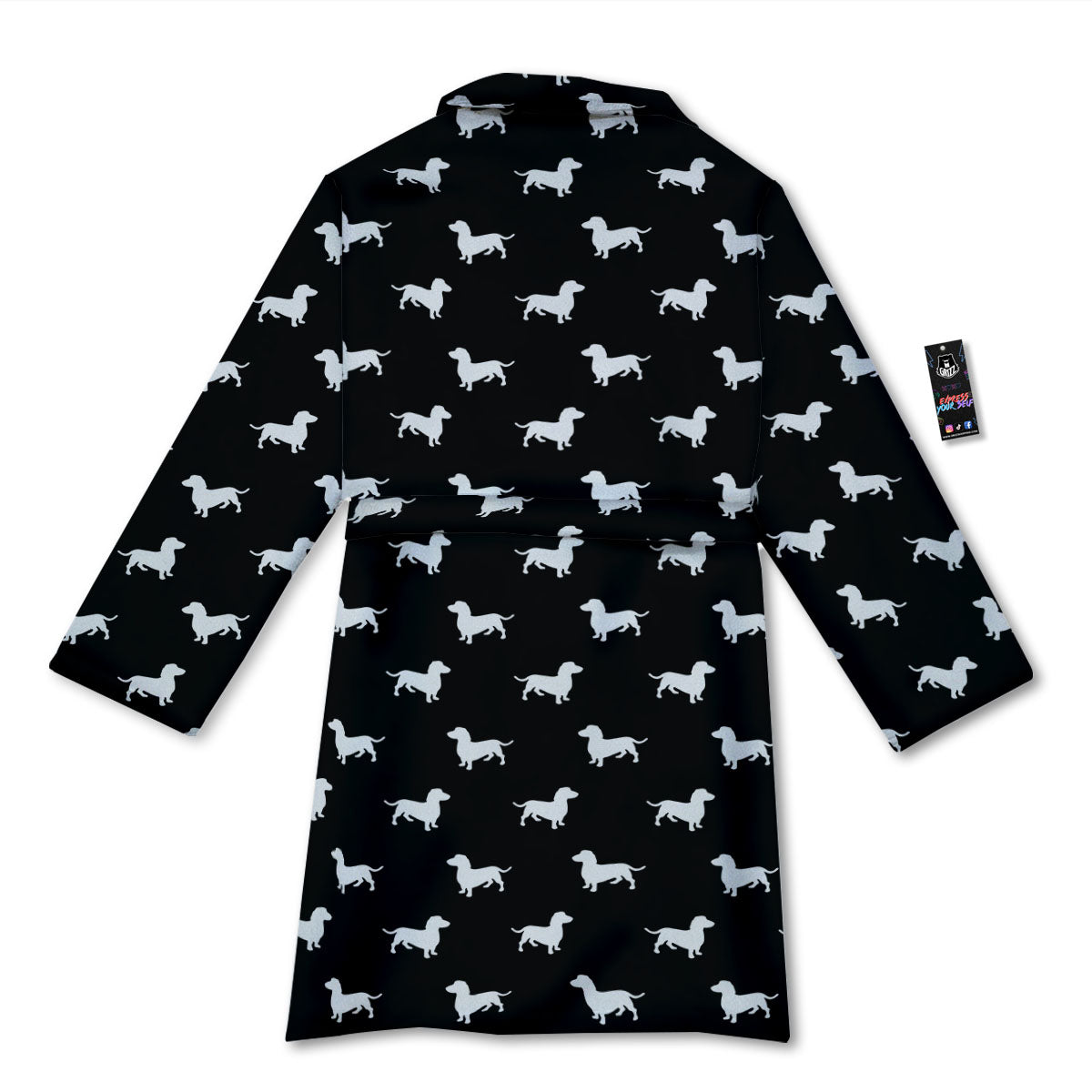 Dachshund White And Black Print Pattern Bathrobe-grizzshop