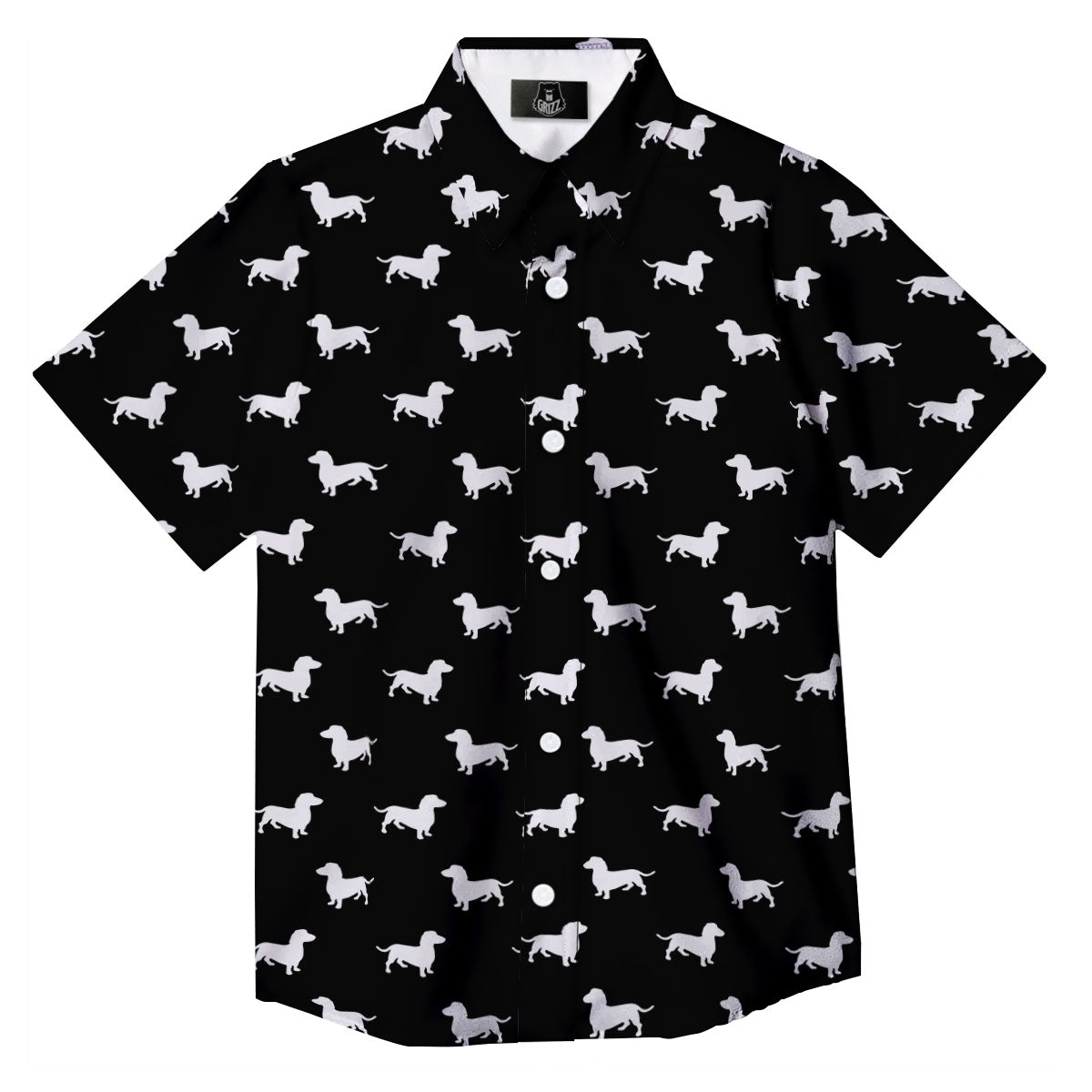 Dachshund White And Black Print Pattern Button Up Shirt-grizzshop