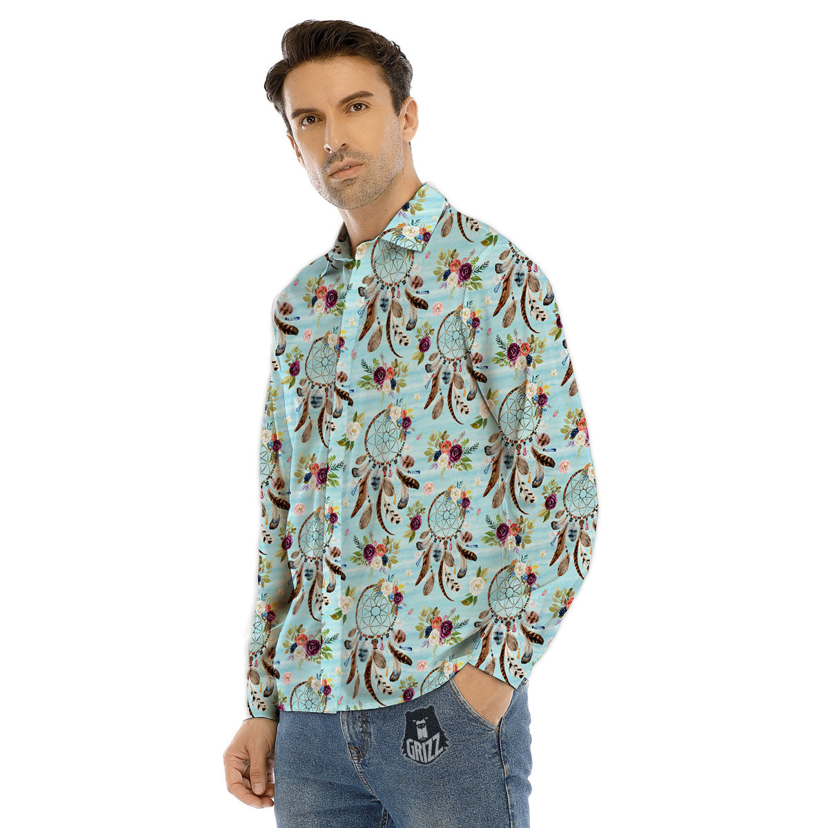 Dachshund White And Black Print Pattern Men's Dress Shirts-grizzshop
