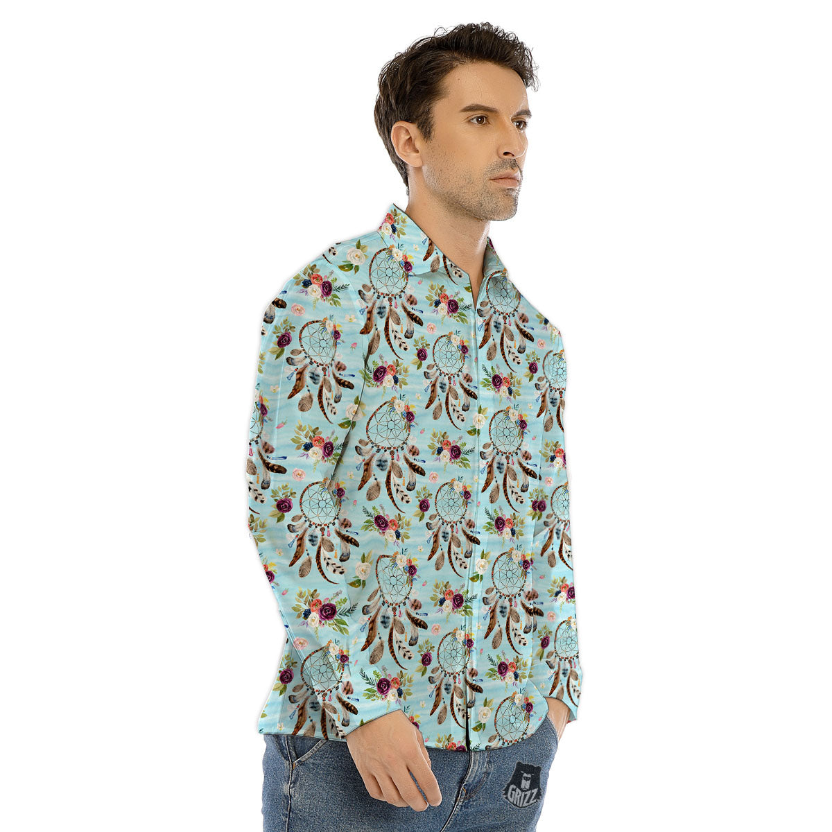 Dachshund White And Black Print Pattern Men's Dress Shirts-grizzshop
