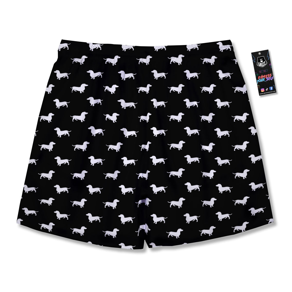 Dachshund White And Black Print Pattern Men's Running Shorts-grizzshop