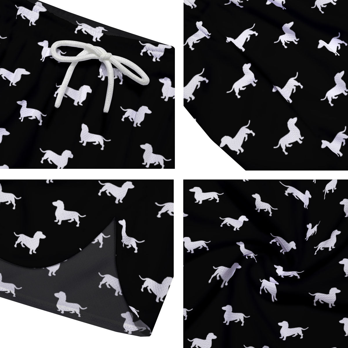 Dachshund White And Black Print Pattern Men's Running Shorts-grizzshop