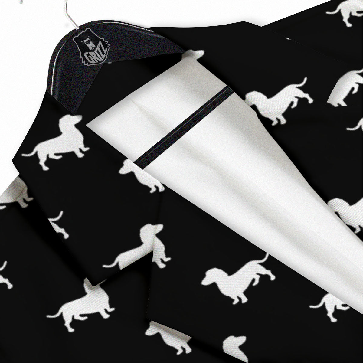 Dachshund White And Black Print Pattern Men's Sport Coat-grizzshop