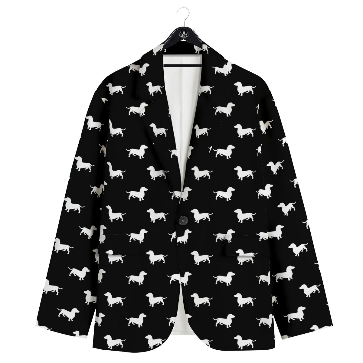 Dachshund White And Black Print Pattern Men's Sport Coat-grizzshop