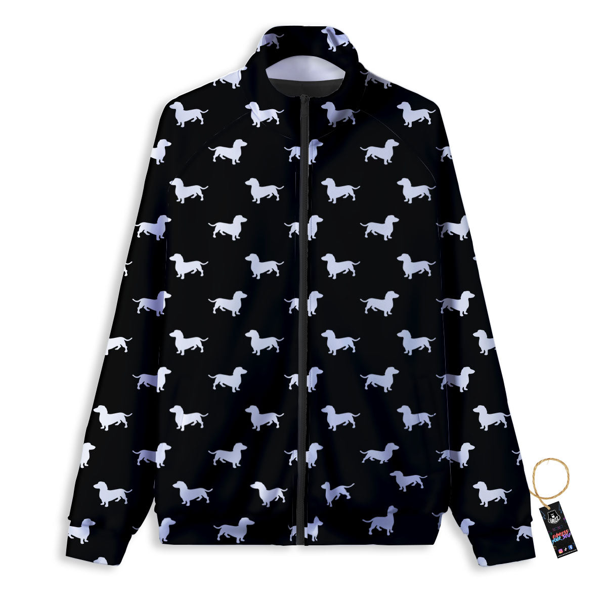 Dachshund White And Black Print Pattern Track Jacket-grizzshop