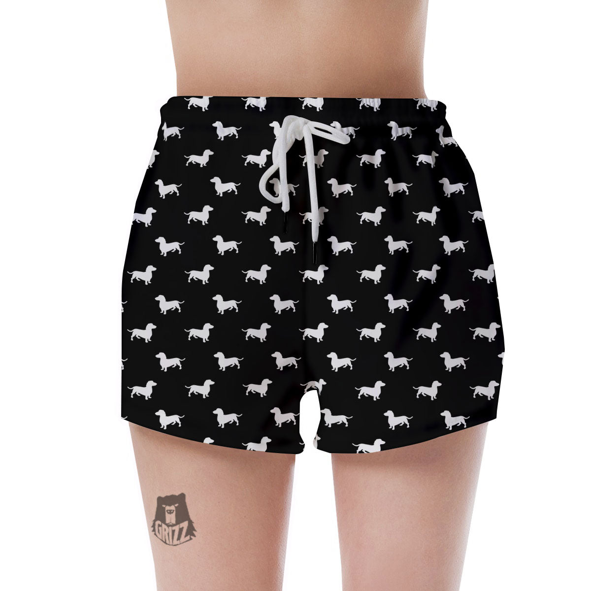 Dachshund White And Black Print Pattern Women's Shorts-grizzshop
