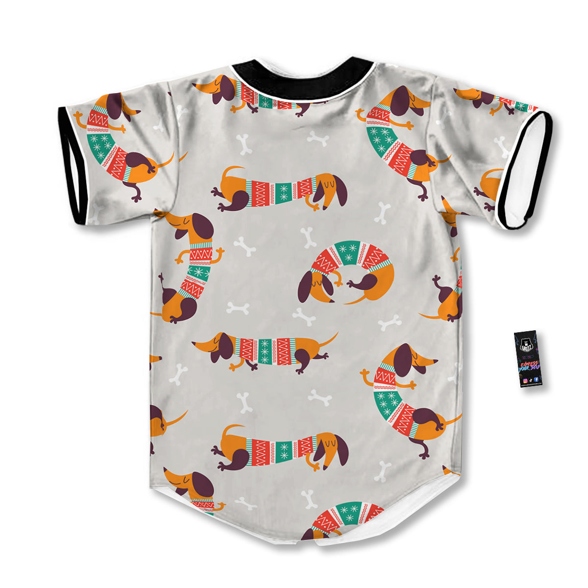 Dachshund Xmas Print Pattern Baseball Jersey-grizzshop