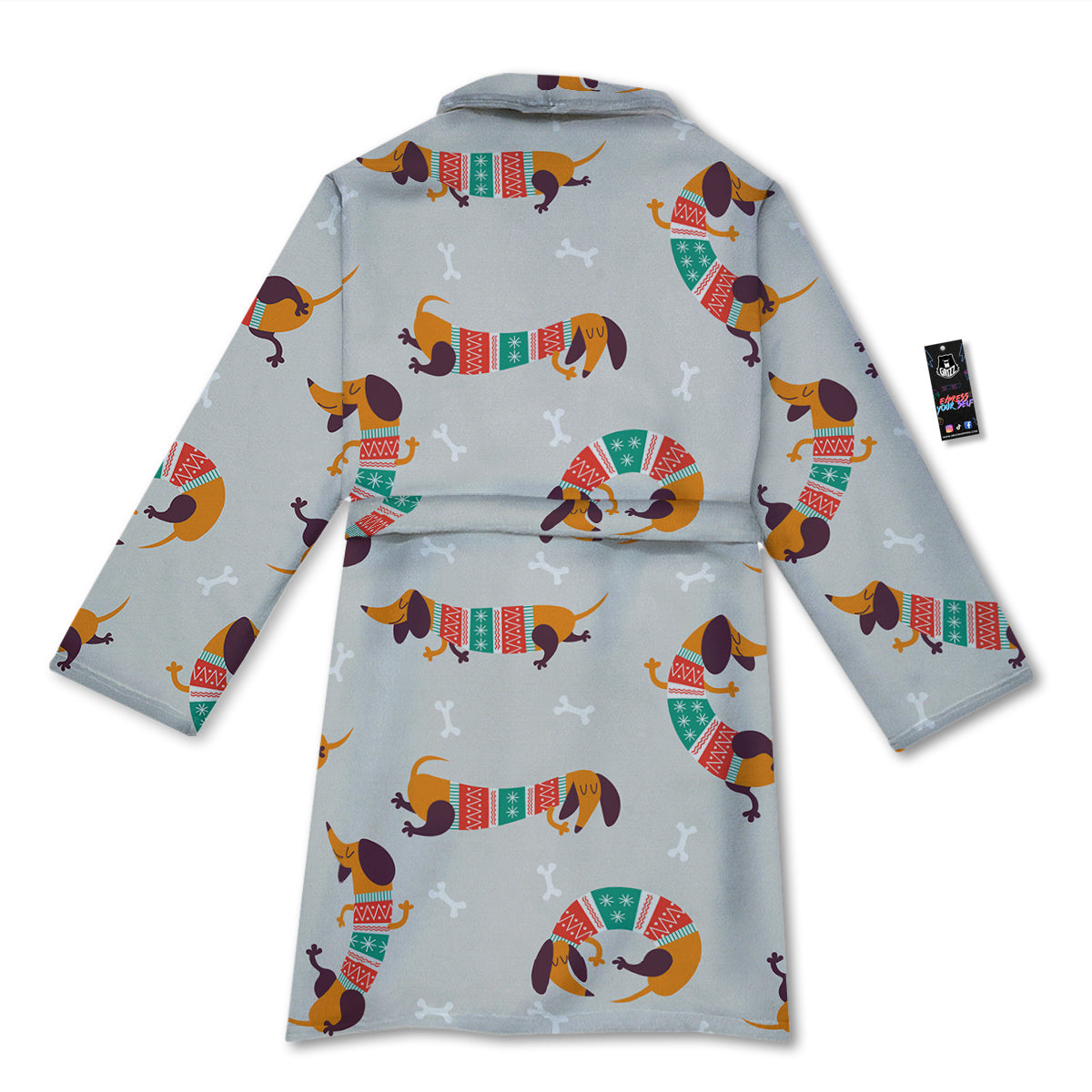 Dachshund Xmas Print Pattern Bathrobe-grizzshop