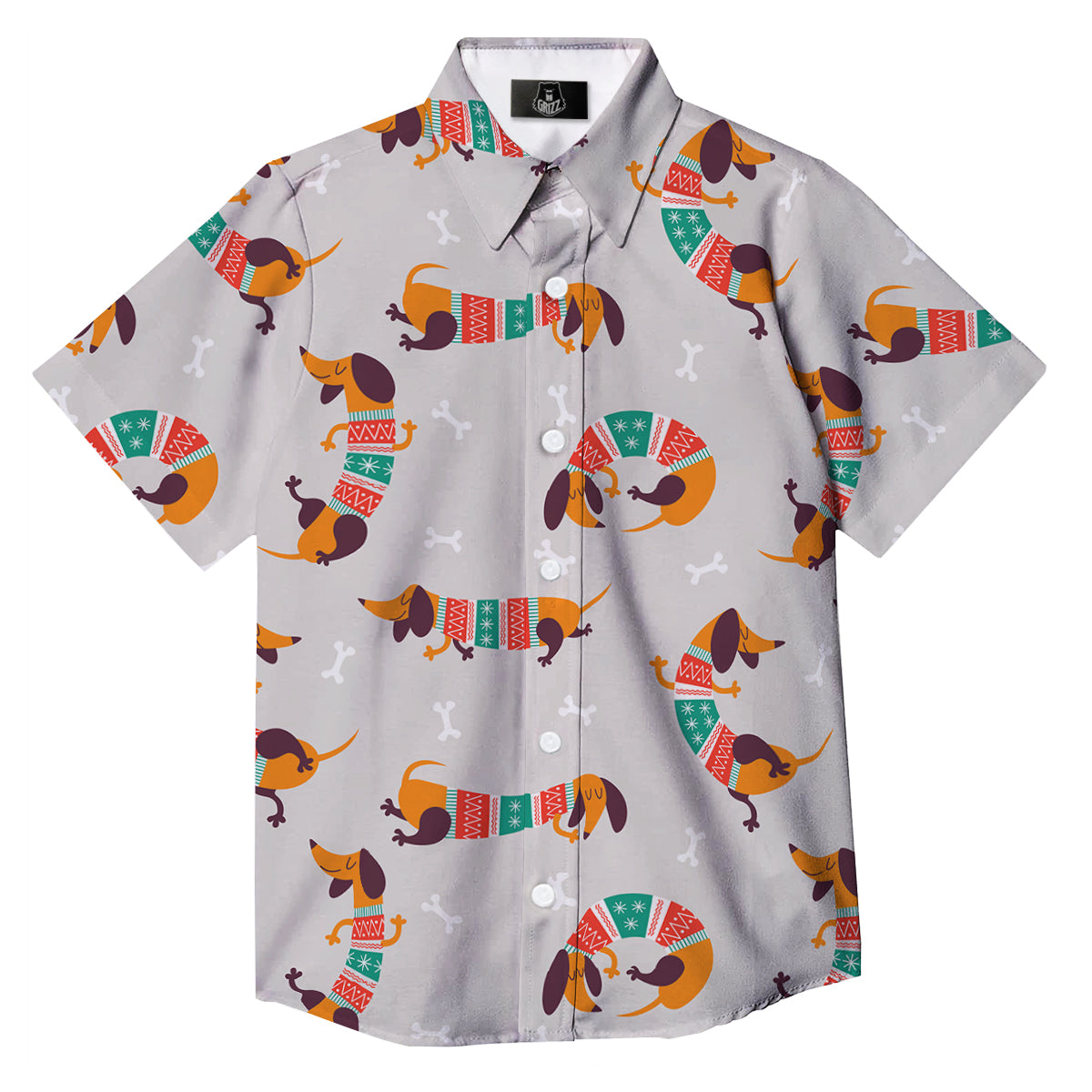 Dachshund Xmas Print Pattern Button Up Shirt-grizzshop