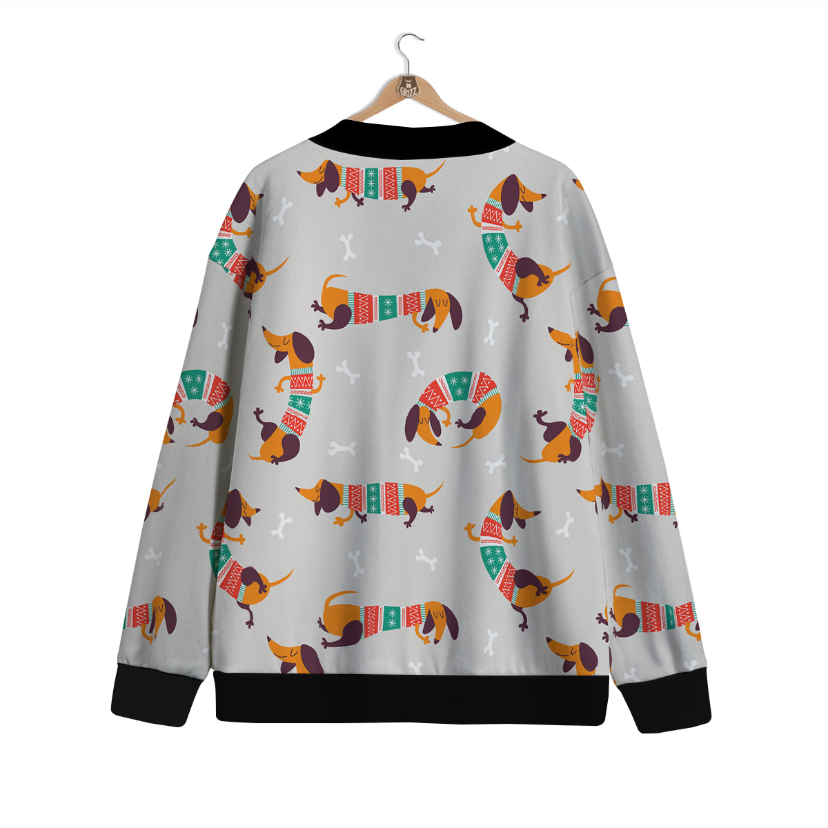 Dachshund Xmas Print Pattern Cardigan-grizzshop