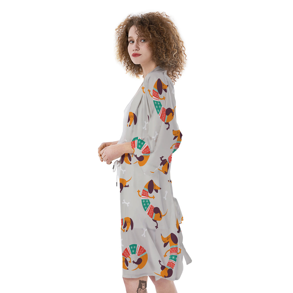 Dachshund Xmas Print Pattern Kimono-grizzshop