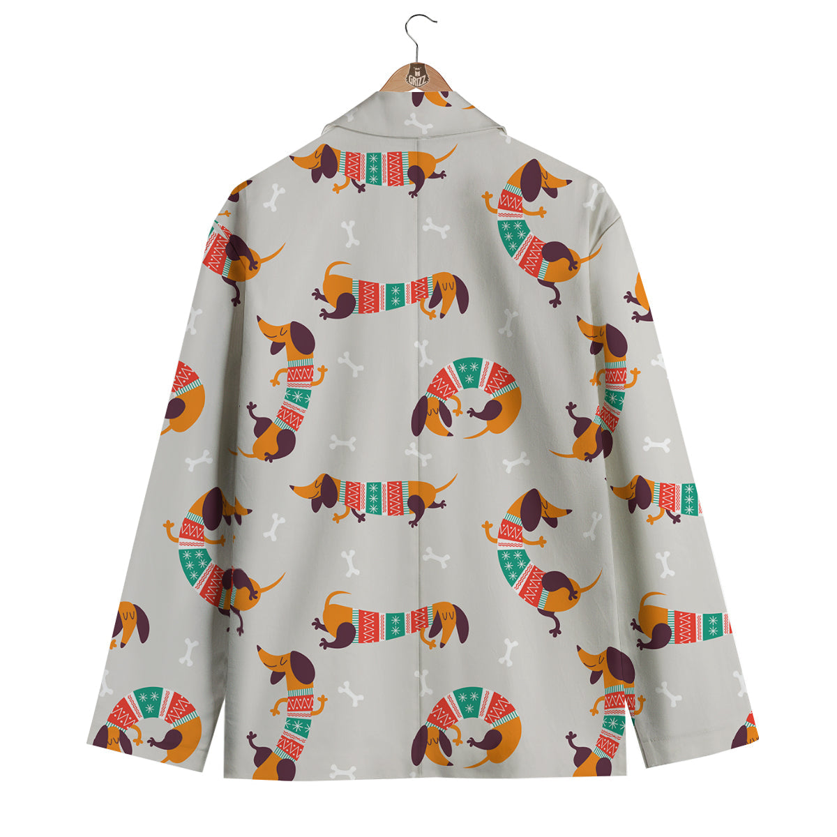 Dachshund Xmas Print Pattern Men's Blazer-grizzshop