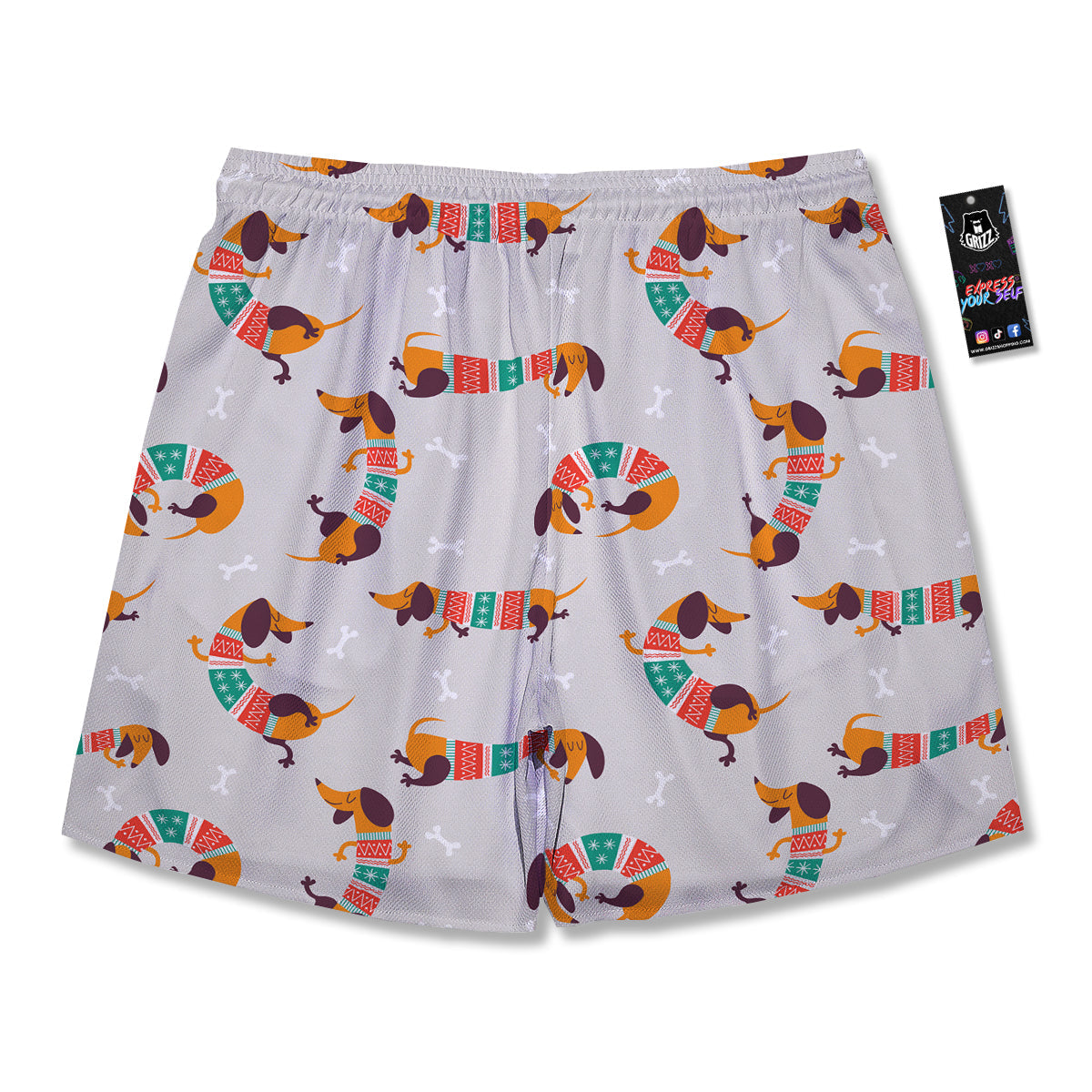 Dachshund Xmas Print Pattern Men's Running Shorts-grizzshop
