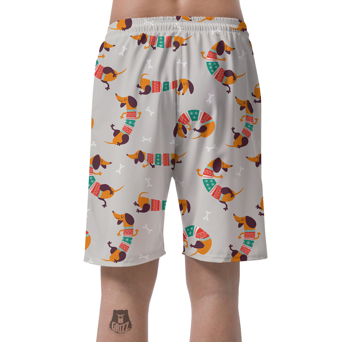 Dachshund Xmas Print Pattern Men's Shorts-grizzshop