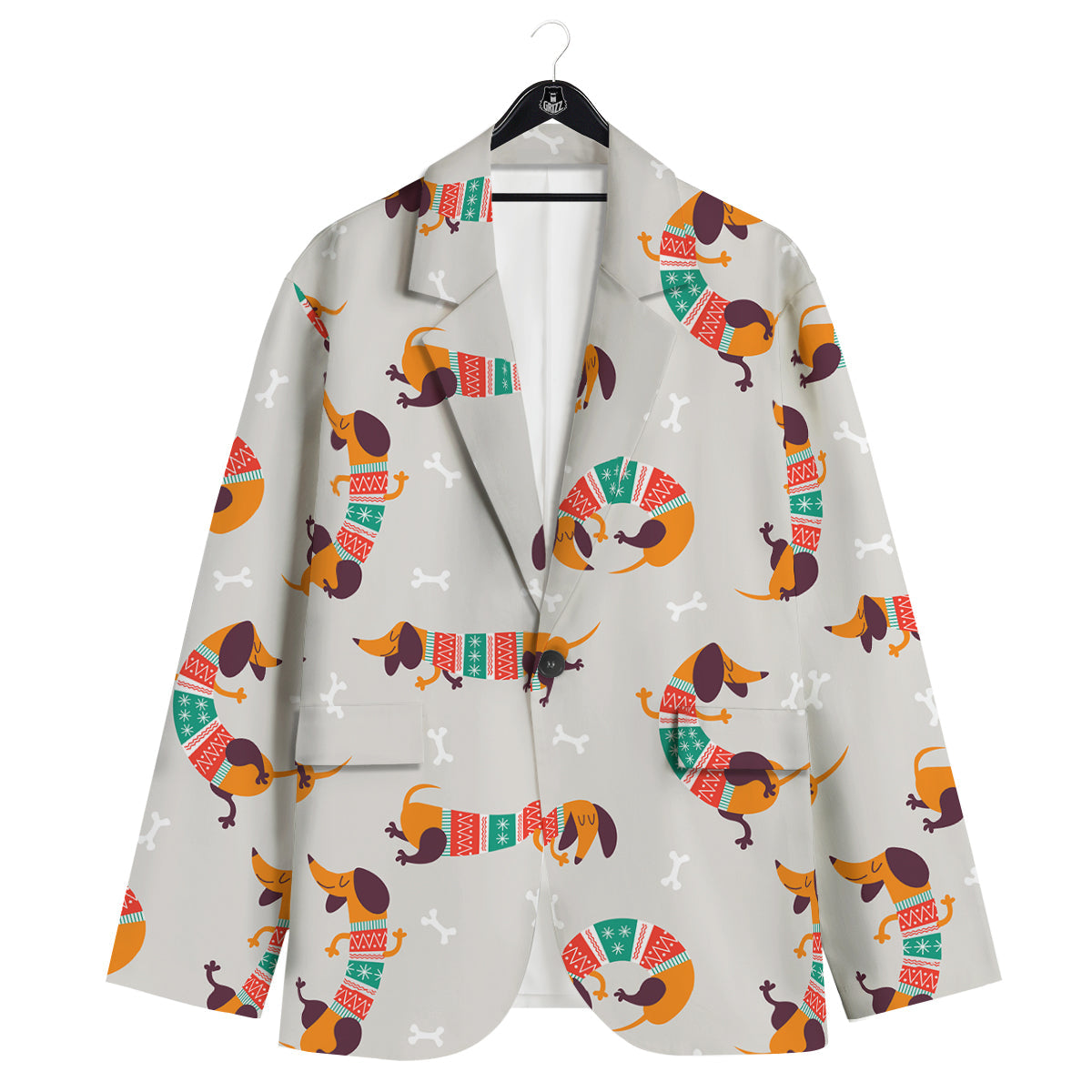 Dachshund Xmas Print Pattern Men's Sport Coat-grizzshop