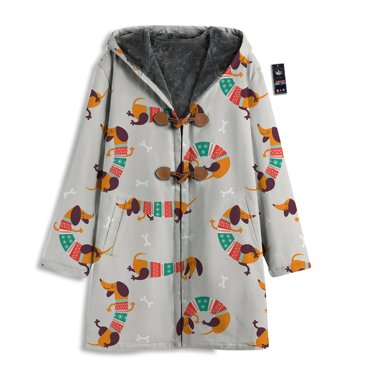 Dachshund Xmas Print Pattern Men's Windbreaker Jacket-grizzshop