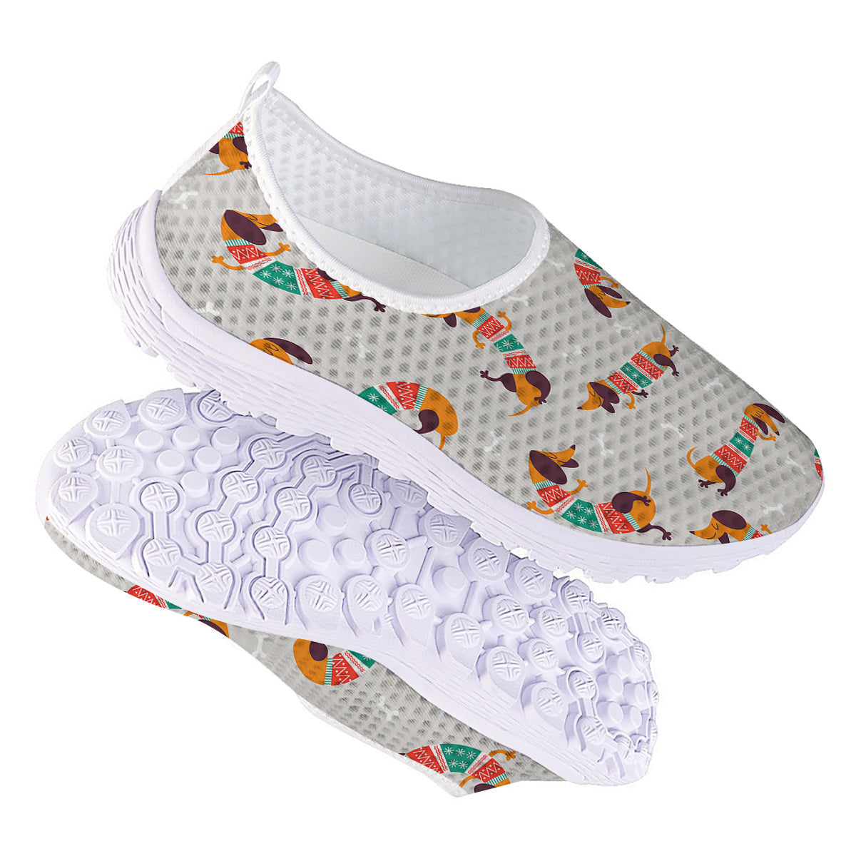 Dachshund Xmas Print Pattern Nurse Shoes-grizzshop