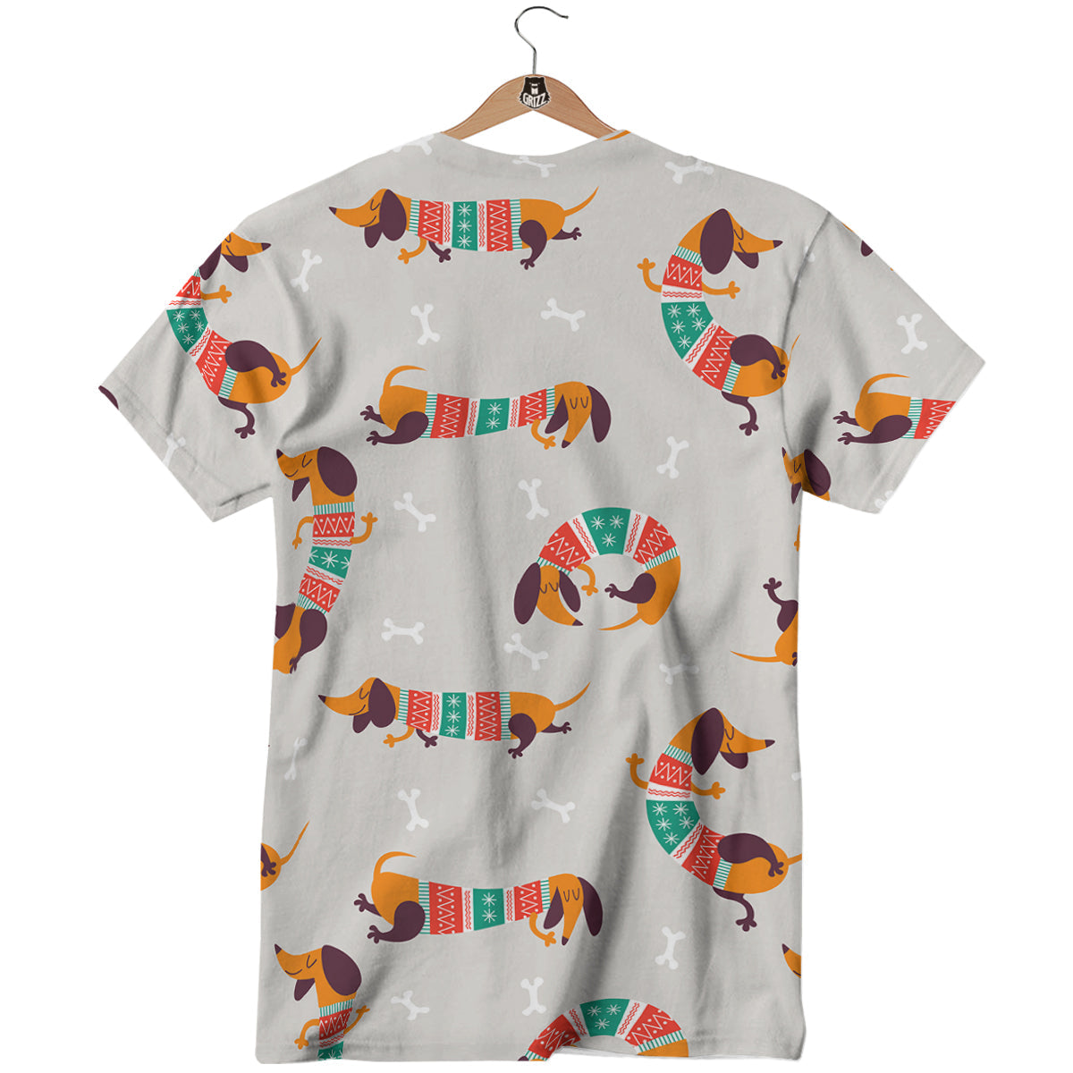 Dachshund Xmas Print Pattern T-Shirt-grizzshop