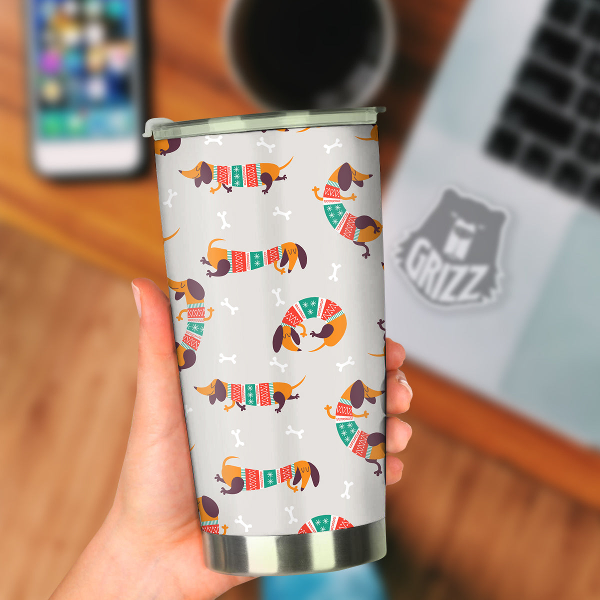 Dachshund Xmas Print Pattern Tumbler-grizzshop