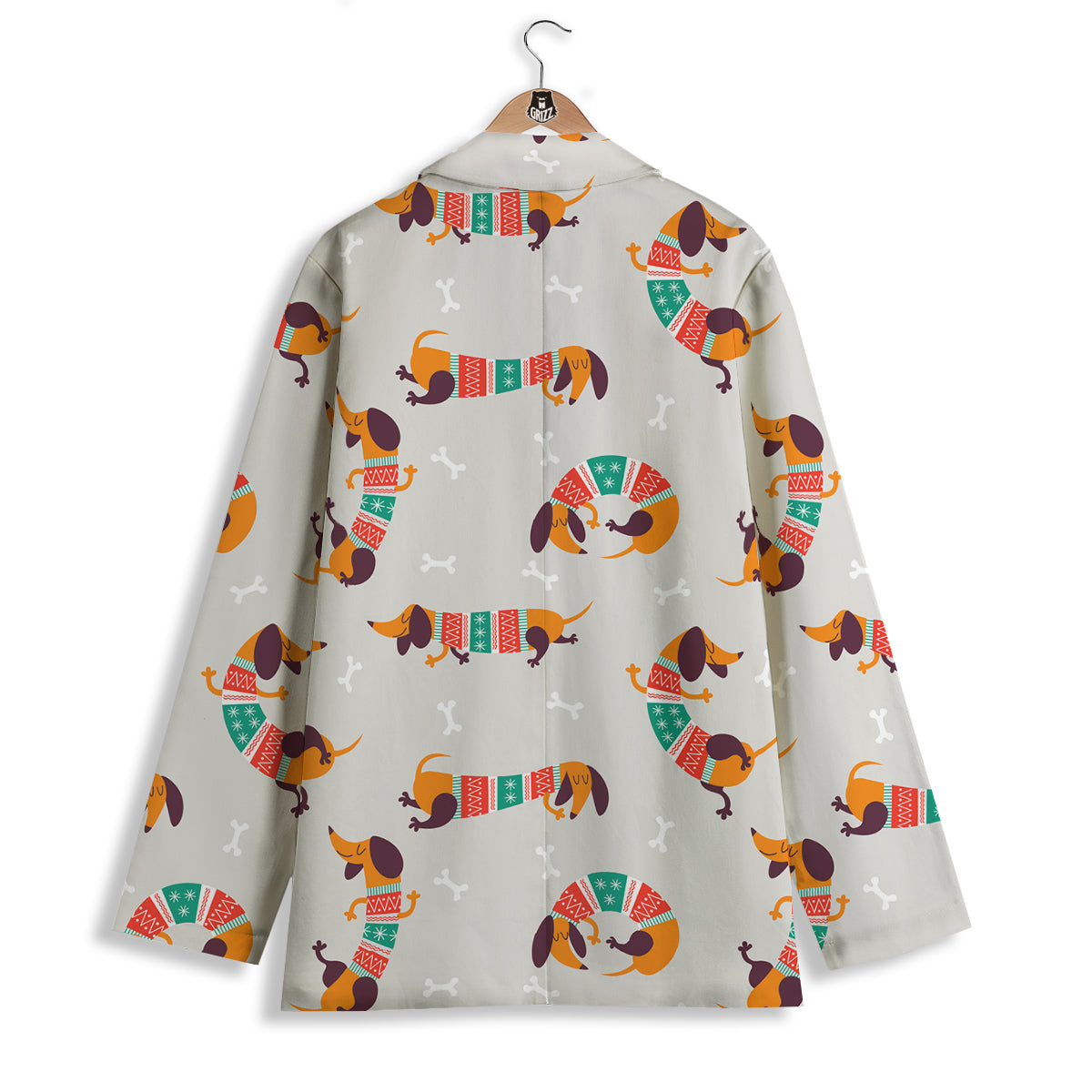 Dachshund Xmas Print Pattern Women's Blazer-grizzshop