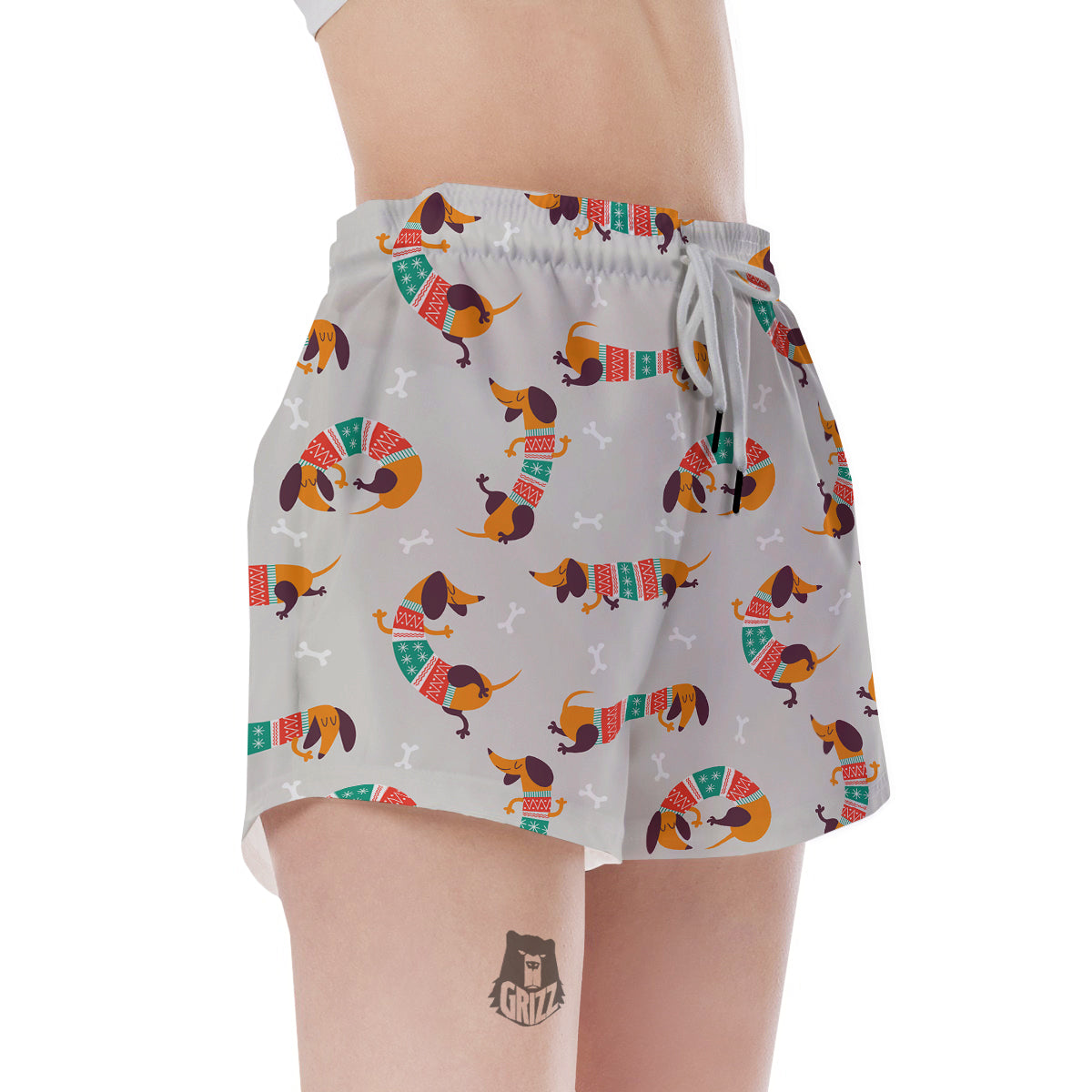 Dachshund Xmas Print Pattern Women's Shorts-grizzshop