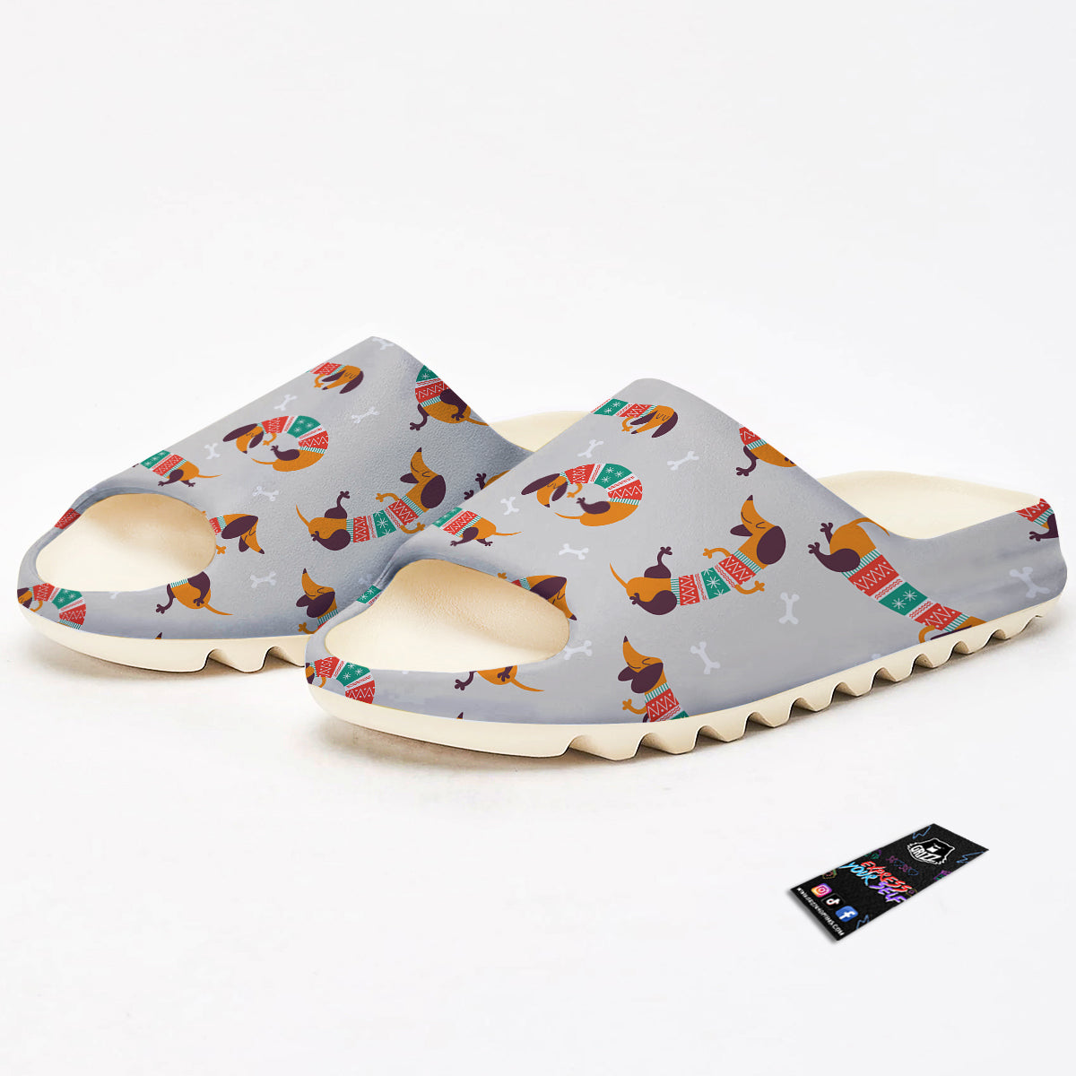 Dachshund Xmas Print Pattern Sandals-grizzshop