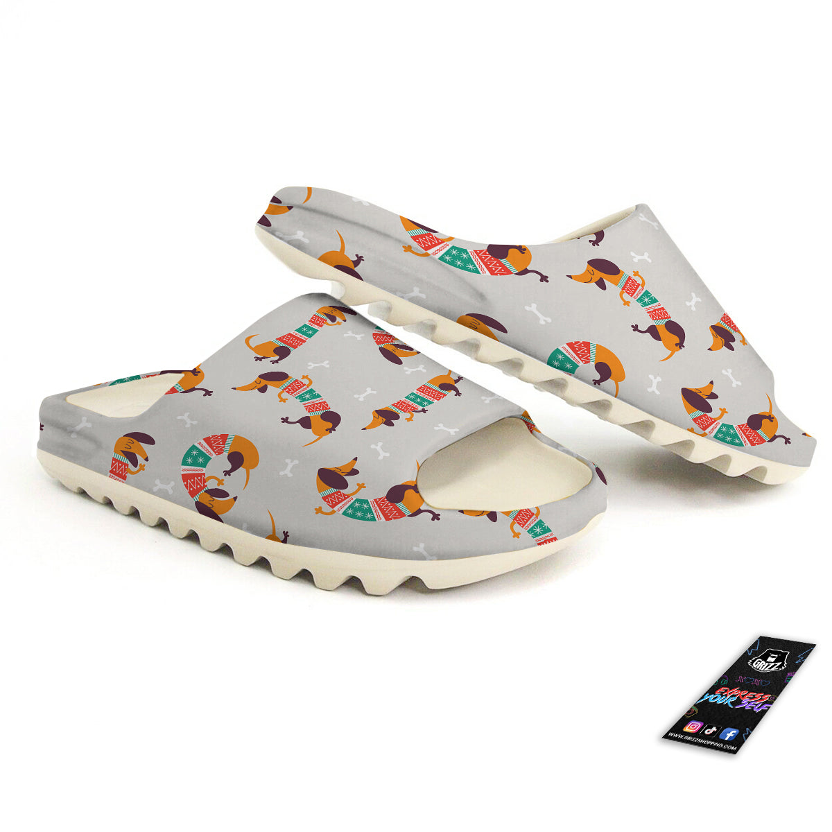 Dachshund Xmas Print Pattern Sandals-grizzshop
