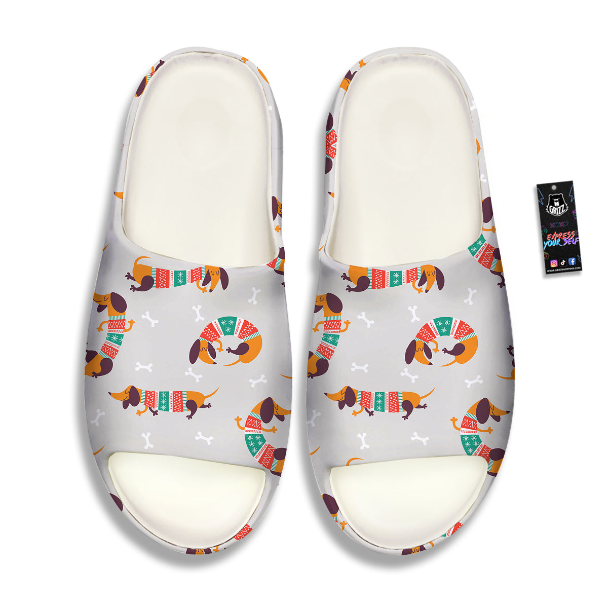 Dachshund Xmas Print Pattern Sandals-grizzshop