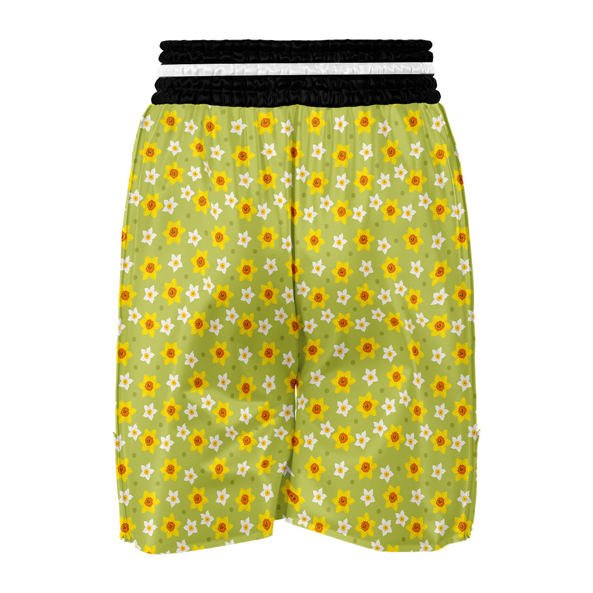 Daffodil And Green Dot Print Pattern Boxing Shorts-grizzshop