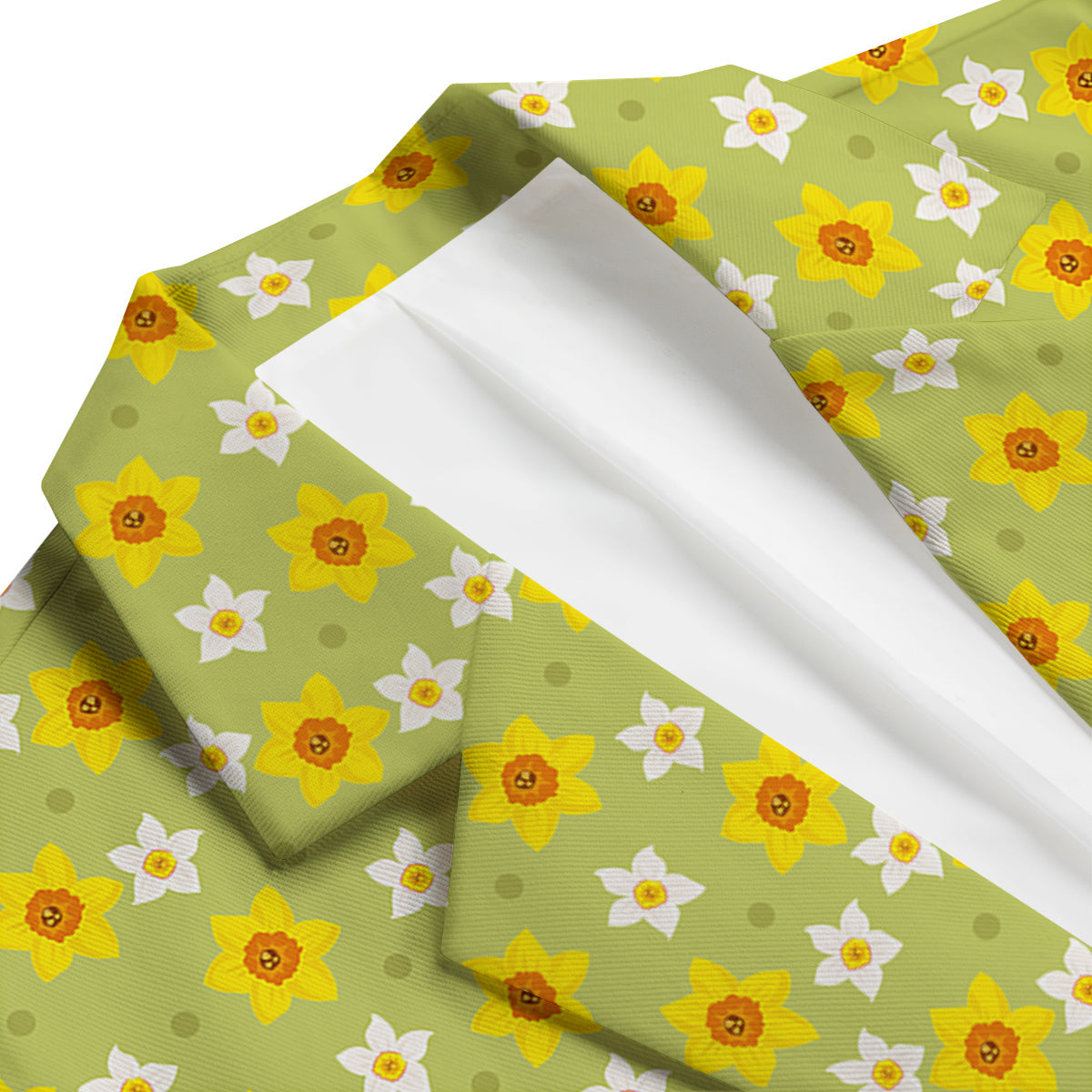 Daffodil And Green Dot Print Pattern Men's Blazer-grizzshop